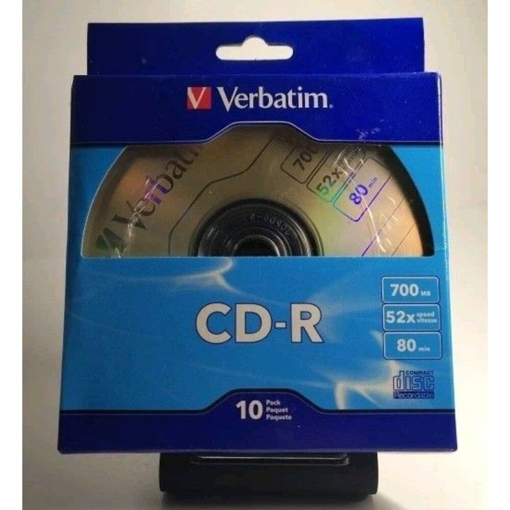 Verbatim CD-R Recordable 700MB -52X -80 Min with Branded Surface 10 Pack